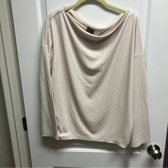 NWT Clara Sunwoo Boat Neck Side Ruched Sweater Top - Bone - Picture 6 of 6